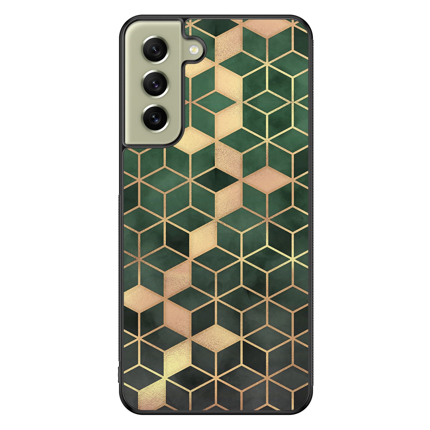 Leuke Telefoonhoesjes Samsung Galaxy S21 FE hoesje - Green cubes