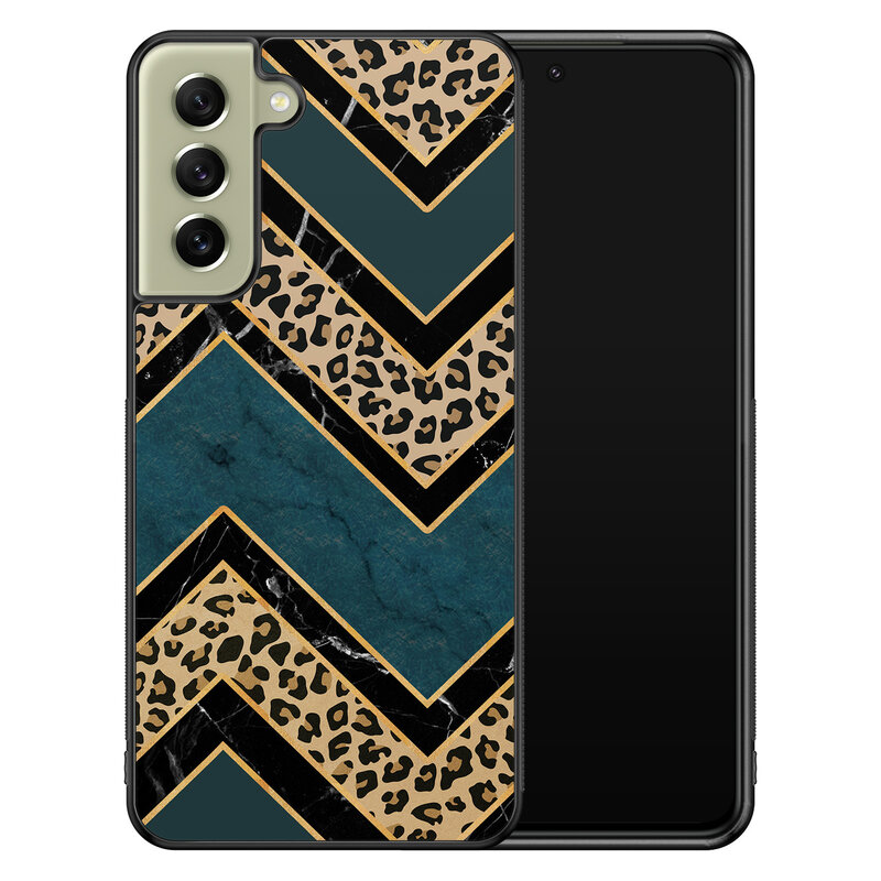 Leuke Telefoonhoesjes Samsung Galaxy S21 FE hoesje - Luipaard zigzag