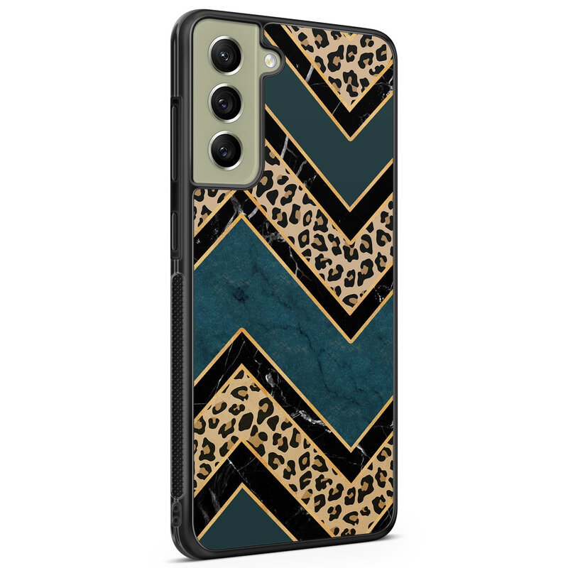 Leuke Telefoonhoesjes Samsung Galaxy S21 FE hoesje - Luipaard zigzag