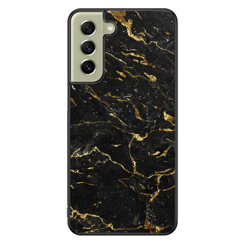 Leuke Telefoonhoesjes Samsung Galaxy S21 FE hoesje - Marmer zwart goud
