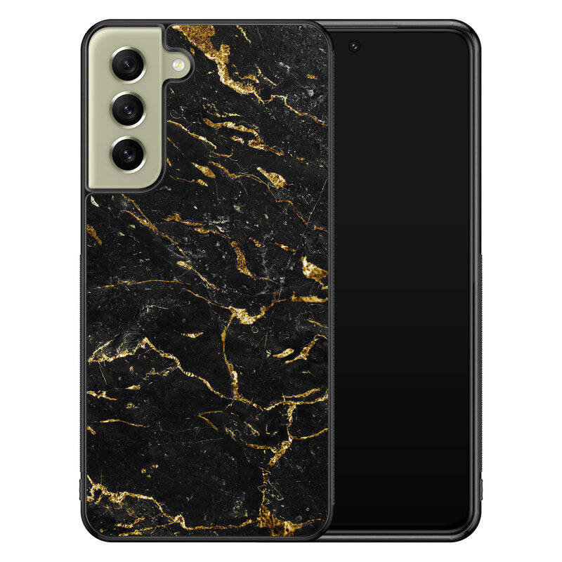 Leuke Telefoonhoesjes Samsung Galaxy S21 FE hoesje - Marmer zwart goud