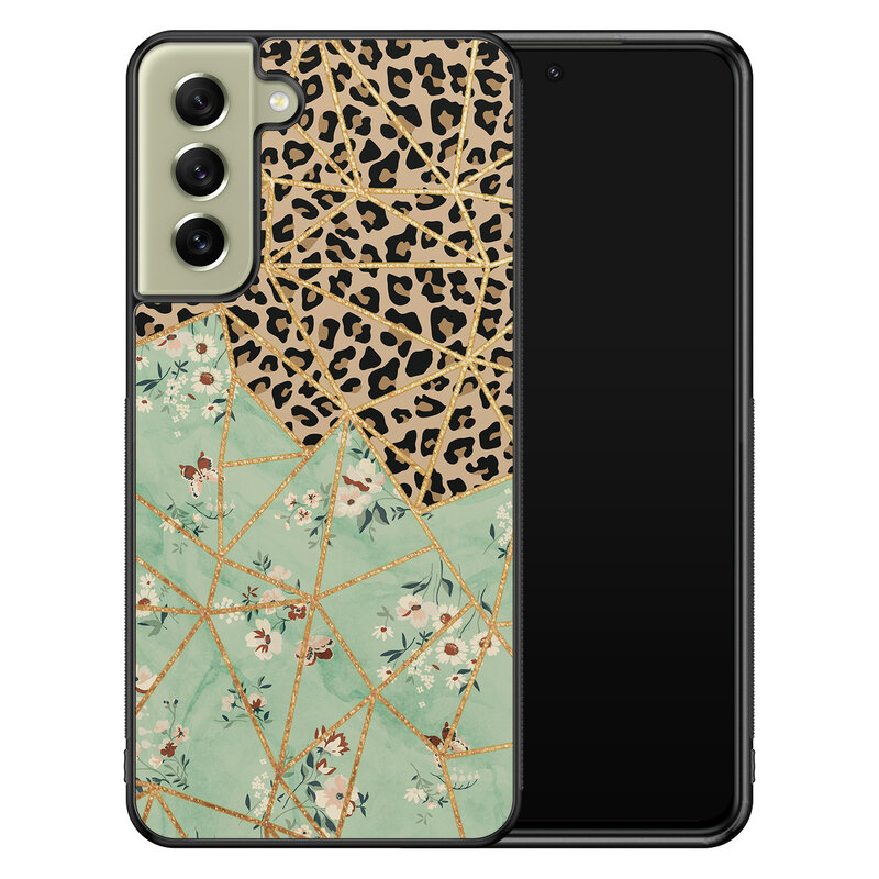 Leuke Telefoonhoesjes Samsung Galaxy S21 FE hoesje - Luipaard flower print
