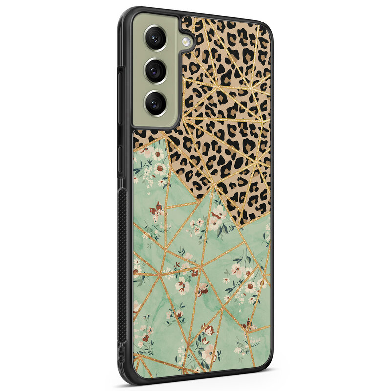 Leuke Telefoonhoesjes Samsung Galaxy S21 FE hoesje - Luipaard flower print