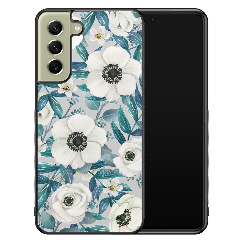 Leuke Telefoonhoesjes Samsung Galaxy S21 FE hoesje - Witte bloemen