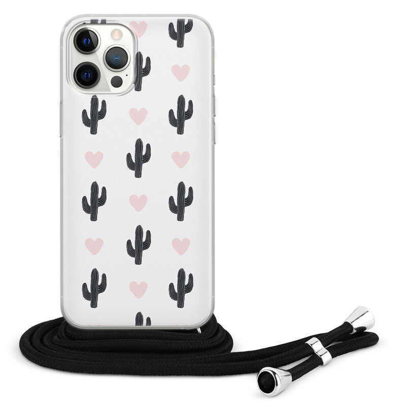 Leuke Telefoonhoesjes iPhone 12 Pro Max hoesje met koord - Cactus