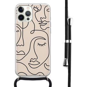 Leuke Telefoonhoesjes iPhone 12 Pro Max hoesje met koord - Abstract faces