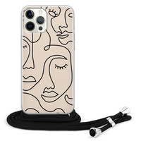 Leuke Telefoonhoesjes iPhone 12 Pro Max hoesje met koord - Abstract faces