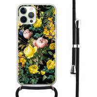 Leuke Telefoonhoesjes iPhone 12 Pro Max hoesje met koord - Bloemen geel