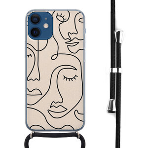 Leuke Telefoonhoesjes iPhone 12 mini hoesje met koord - Abstract faces