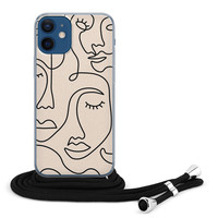 Leuke Telefoonhoesjes iPhone 12 mini hoesje met koord - Abstract faces