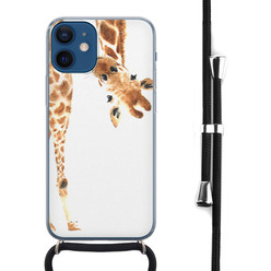 Leuke Telefoonhoesjes iPhone 12 mini hoesje met koord - Giraffe peekaboo