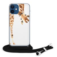 Leuke Telefoonhoesjes iPhone 12 mini hoesje met koord - Giraffe peekaboo