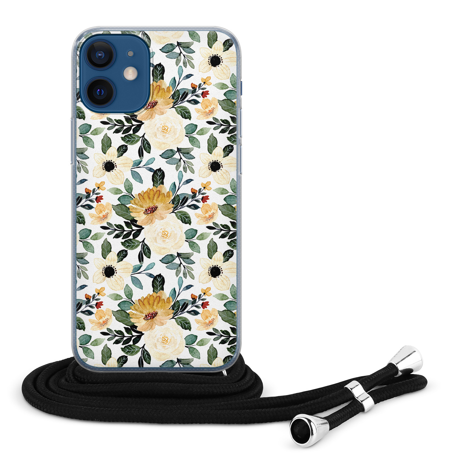 Leuke Telefoonhoesjes iPhone 12 mini hoesje met koord - Lovely flower