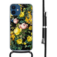 Leuke Telefoonhoesjes iPhone 12 mini hoesje met koord - Bloemen geel