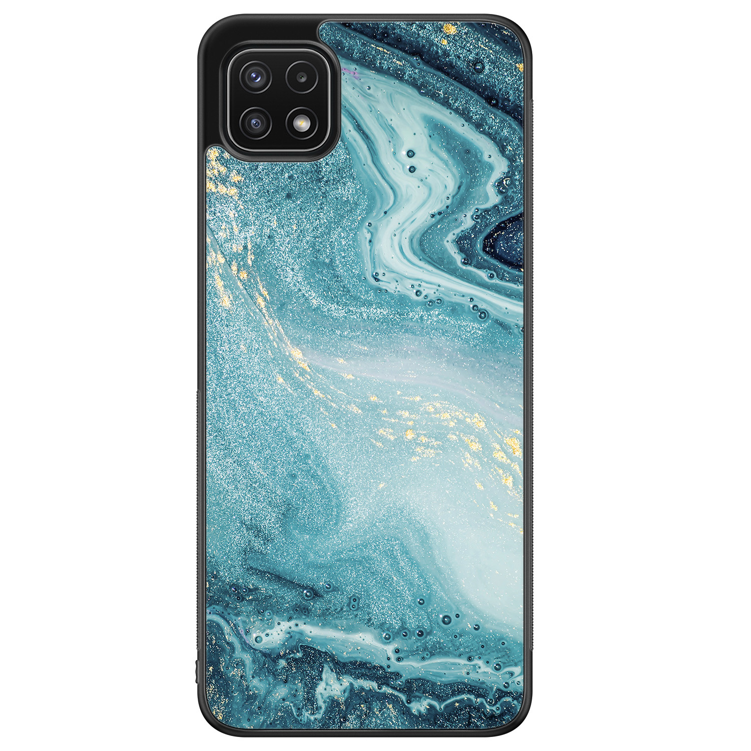 Samsung Galaxy A22 5G hoesje - Marmer blauw