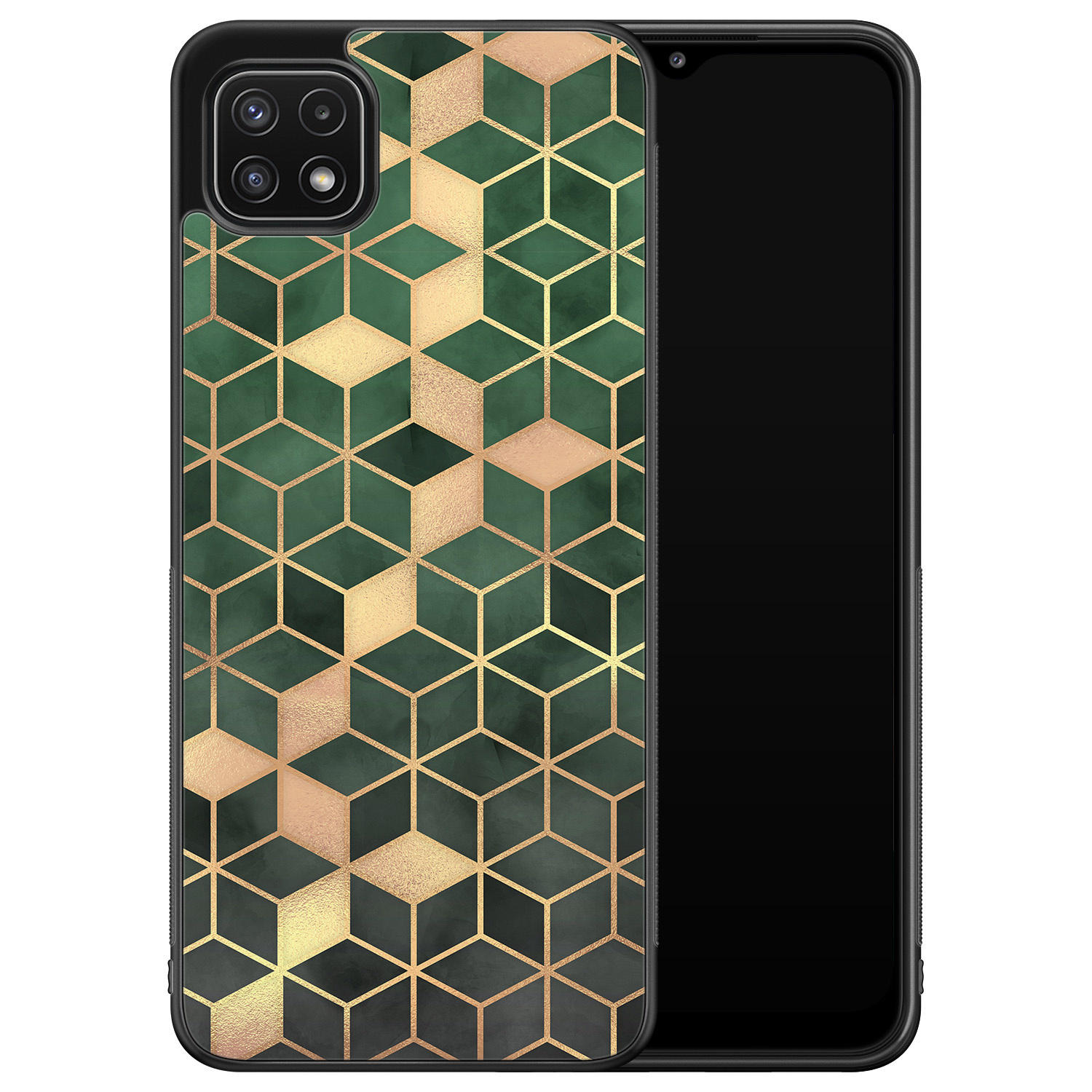 Samsung Galaxy A22 5G hoesje - Green cubes