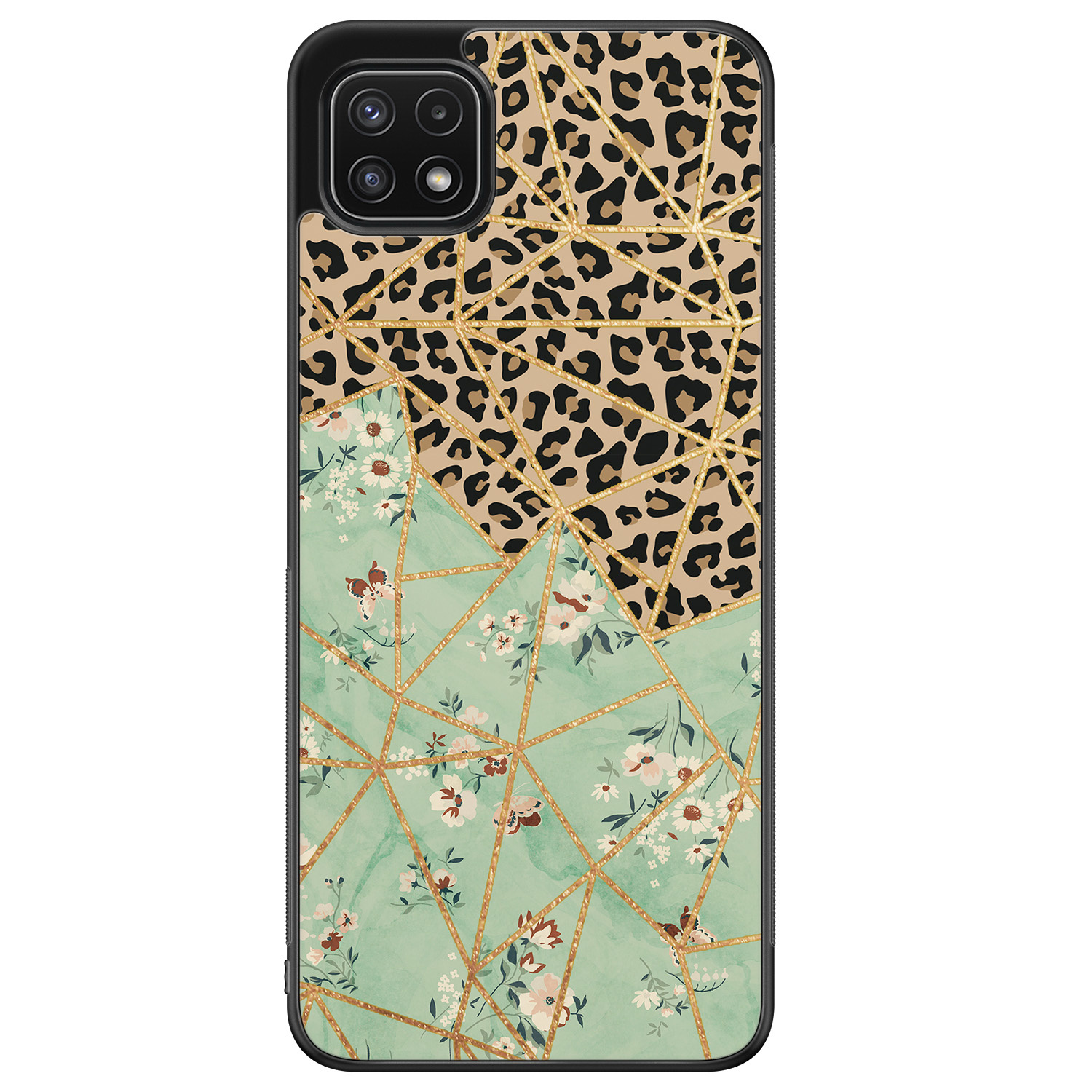 Samsung Galaxy A22 5G hoesje - Luipaard flower print