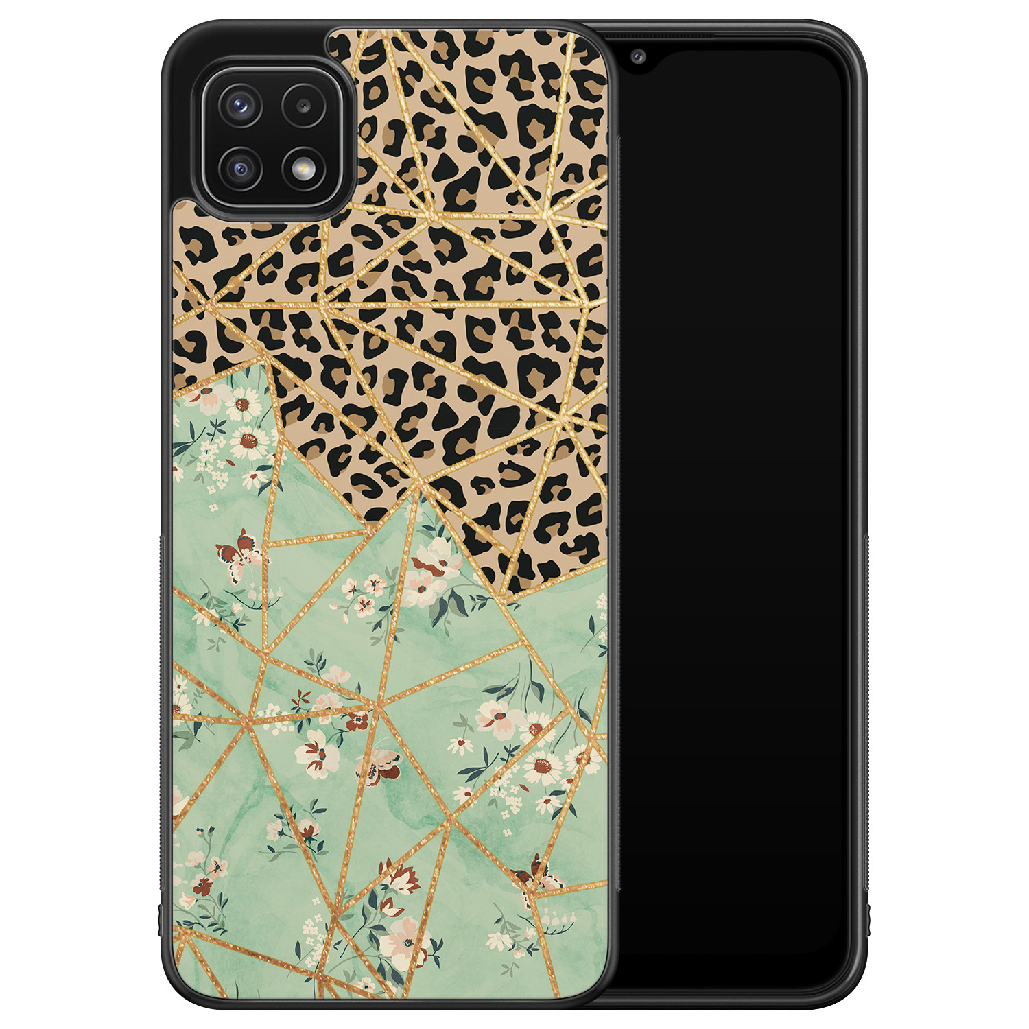 Samsung Galaxy A22 5G hoesje - Luipaard flower print