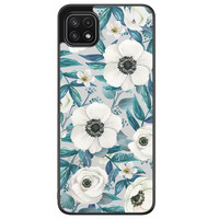 Samsung Galaxy A22 5G hoesje - Witte bloemen