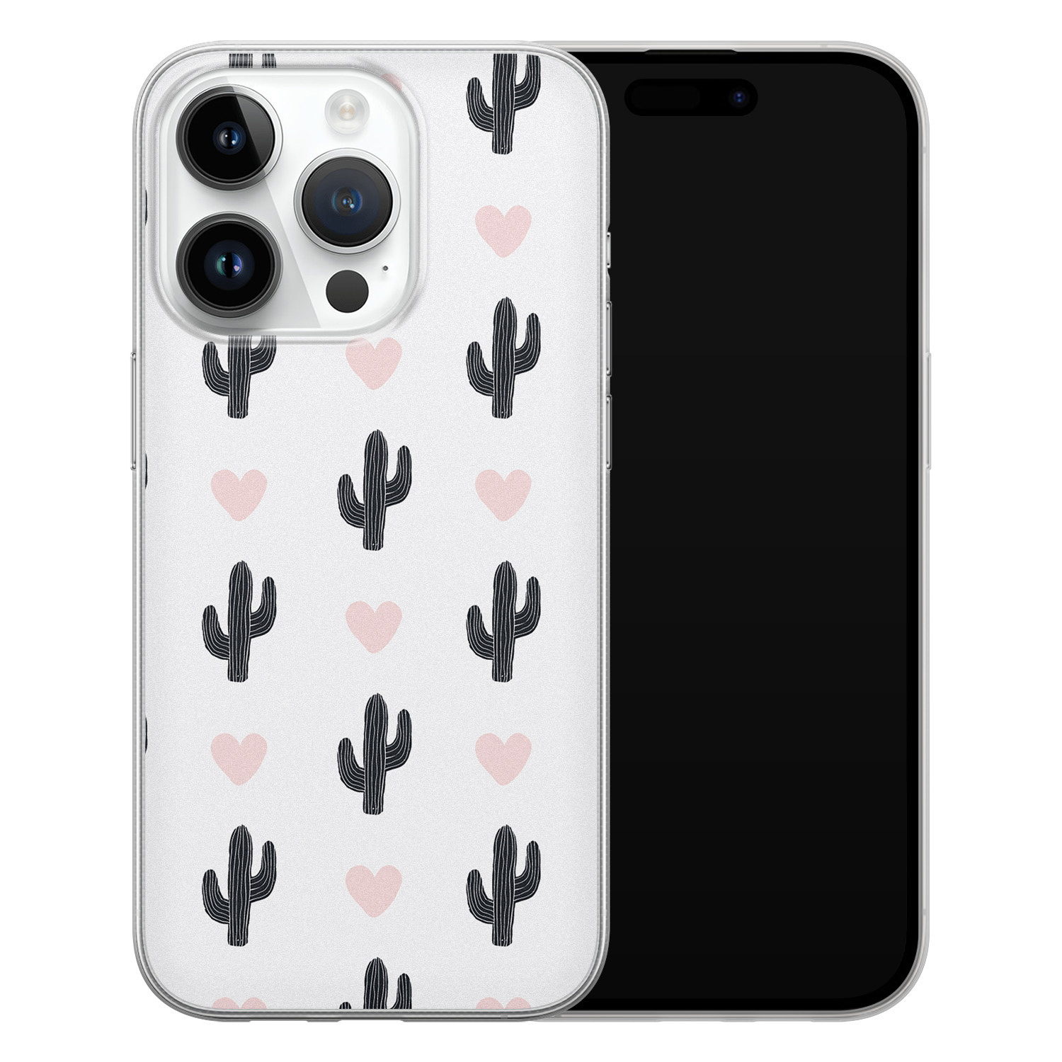 Leuke Telefoonhoesjes iPhone 14 Pro siliconen hoesje - Cactus love