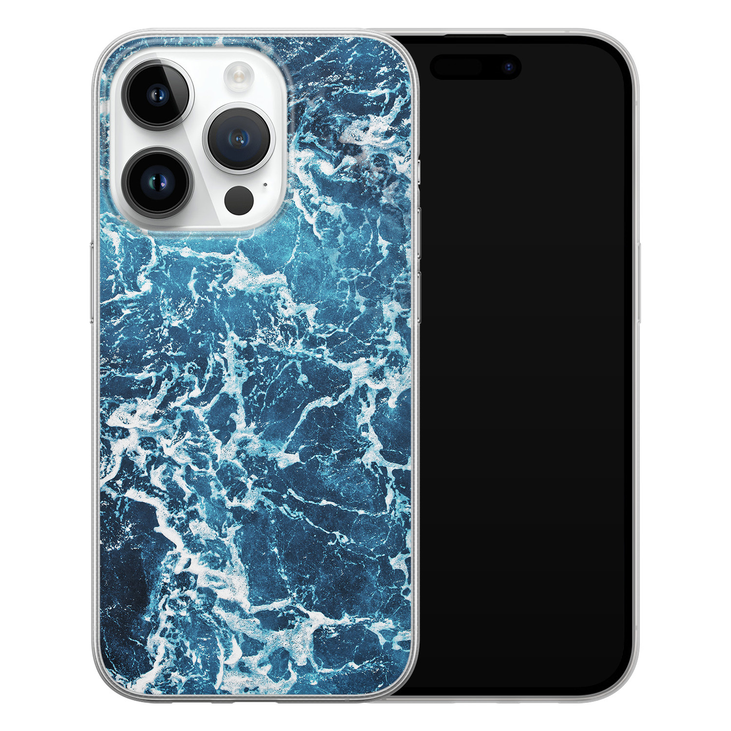 Leuke Telefoonhoesjes iPhone 14 Pro siliconen hoesje - Ocean blue