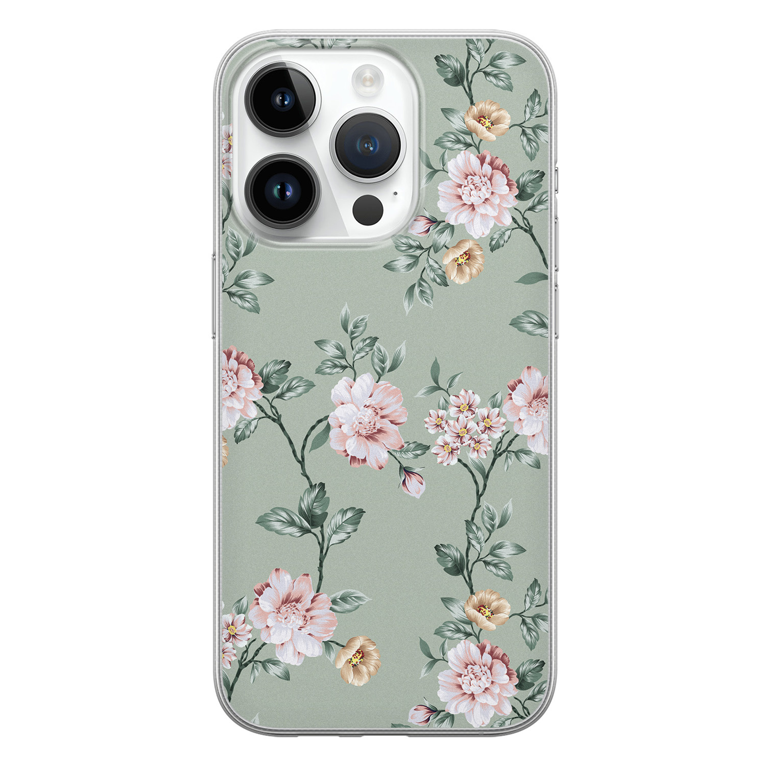 Leuke Telefoonhoesjes iPhone 14 Pro siliconen hoesje - Bloemetjes