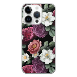 Leuke Telefoonhoesjes iPhone 14 Pro siliconen hoesje - Bloemenliefde