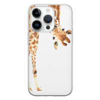 Leuke Telefoonhoesjes iPhone 14 Pro siliconen hoesje - Giraffe peekaboo