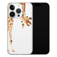 Leuke Telefoonhoesjes iPhone 14 Pro siliconen hoesje - Giraffe peekaboo