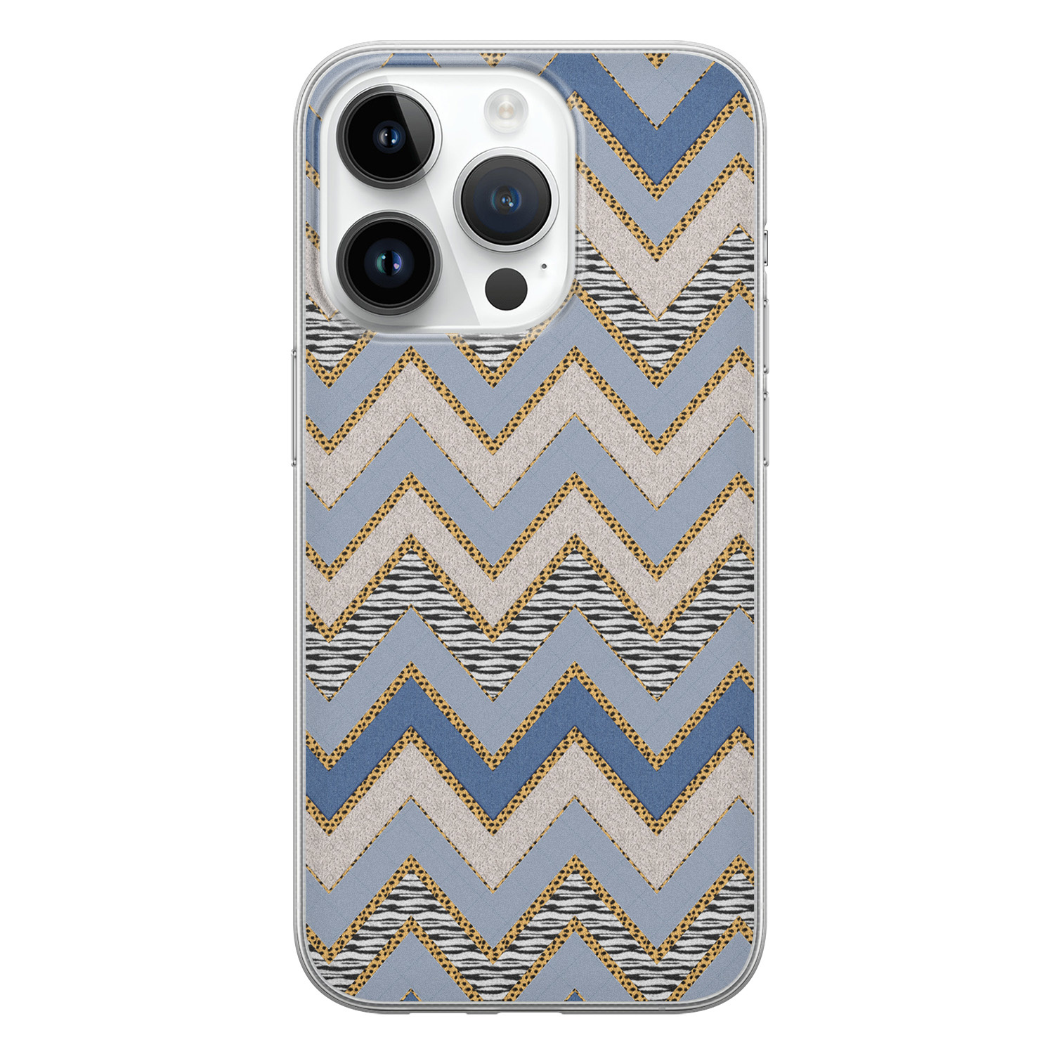 Leuke Telefoonhoesjes iPhone 14 Pro siliconen hoesje - Geometrisch blauw