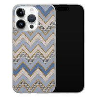 Leuke Telefoonhoesjes iPhone 14 Pro siliconen hoesje - Geometrisch blauw