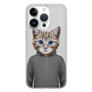 Leuke Telefoonhoesjes iPhone 14 Pro siliconen hoesje - Poezenhoofd