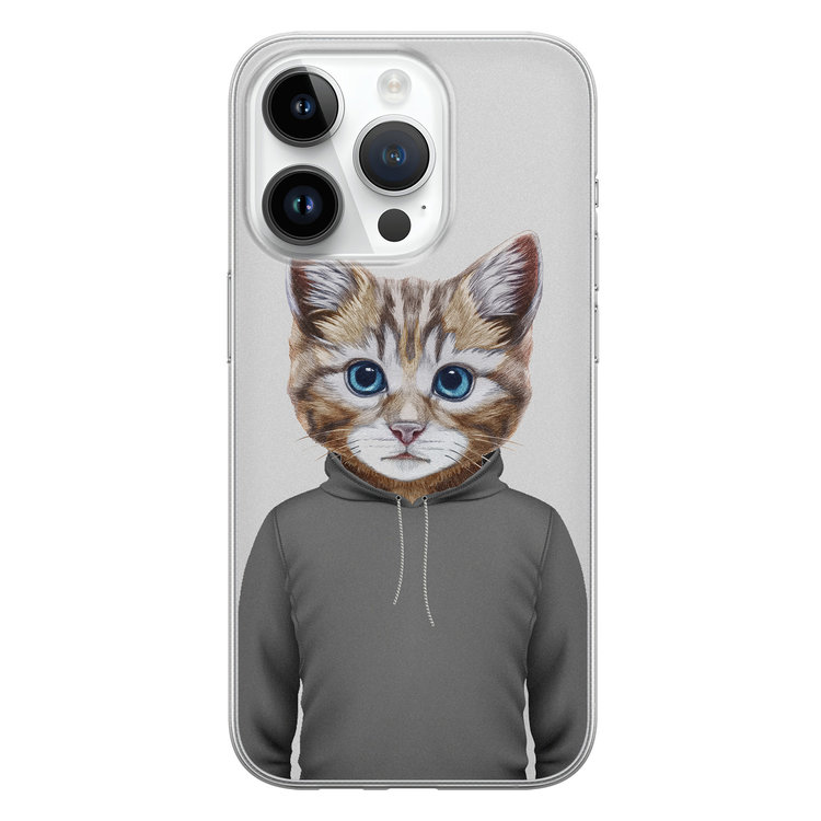 Leuke Telefoonhoesjes iPhone 14 Pro siliconen hoesje - Poezenhoofd
