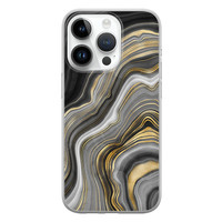 Leuke Telefoonhoesjes iPhone 14 Pro siliconen hoesje - Golden agate