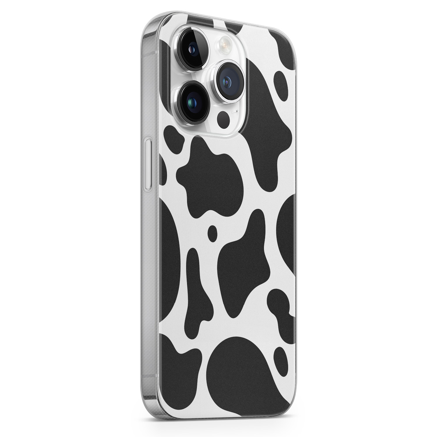 Leuke Telefoonhoesjes iPhone 14 Pro siliconen hoesje - Koeienprint