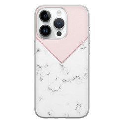 Leuke Telefoonhoesjes iPhone 14 Pro siliconen hoesje - Marmer roze grijs