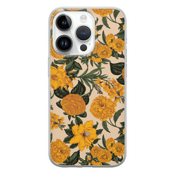 Leuke Telefoonhoesjes iPhone 14 Pro siliconen hoesje - Retro flowers