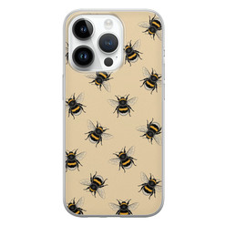 Leuke Telefoonhoesjes iPhone 14 Pro siliconen hoesje - Bee happy