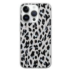 Leuke Telefoonhoesjes iPhone 14 Pro siliconen hoesje - Luipaard grijs