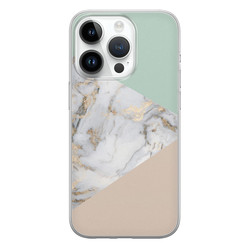 Leuke Telefoonhoesjes iPhone 14 Pro siliconen hoesje - Marmer pastel mix
