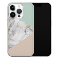 Leuke Telefoonhoesjes iPhone 14 Pro siliconen hoesje - Marmer pastel mix