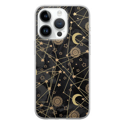 Leuke Telefoonhoesjes iPhone 14 Pro siliconen hoesje - Sun, moon, stars