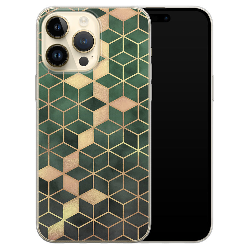 iPhone 14 Pro Max siliconen hoesje - Green cubes