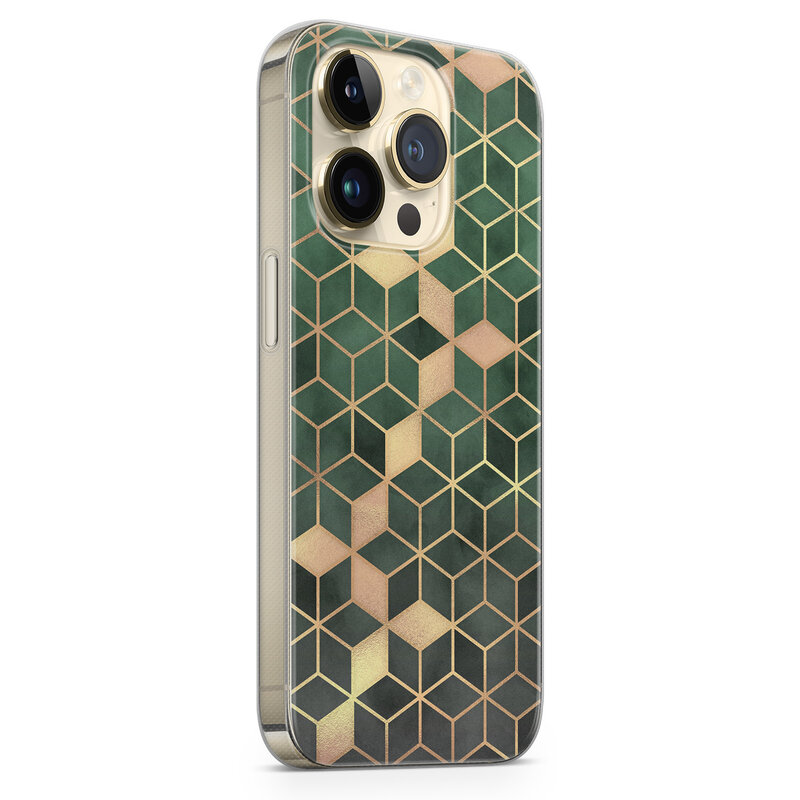 iPhone 14 Pro Max siliconen hoesje - Green cubes