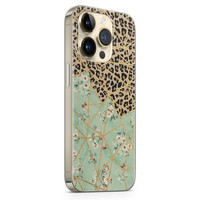 iPhone 14 Pro Max siliconen hoesje - Luipaard flower print