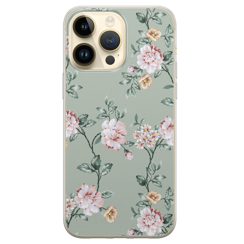 iPhone 14 Pro Max siliconen hoesje - Bloemetjes