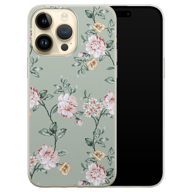 iPhone 14 Pro Max siliconen hoesje - Bloemetjes