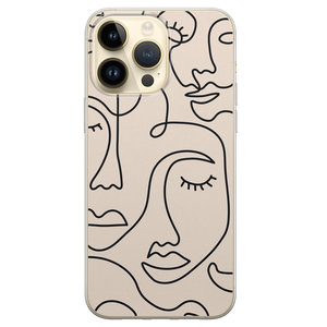 iPhone 14 Pro Max siliconen hoesje - Abstract gezicht lijnen