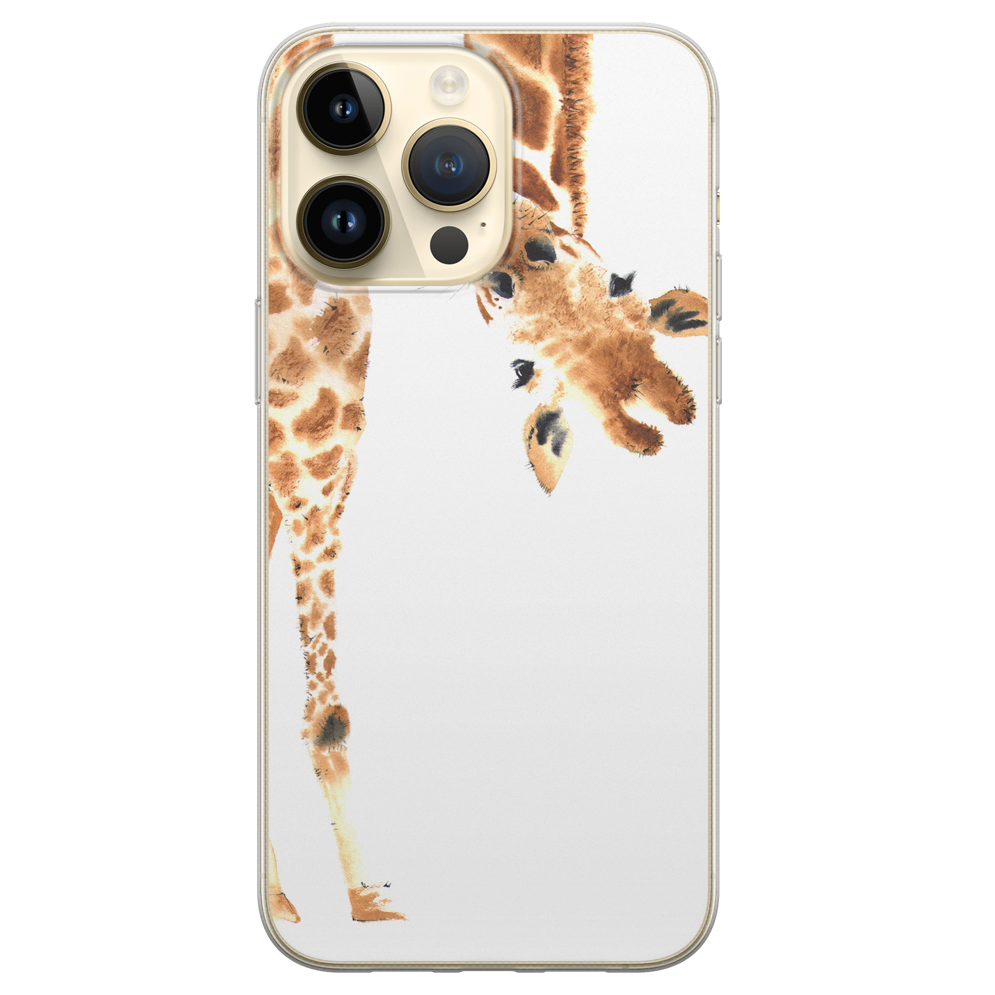 iPhone 14 Pro Max siliconen hoesje - Giraffe peekaboo