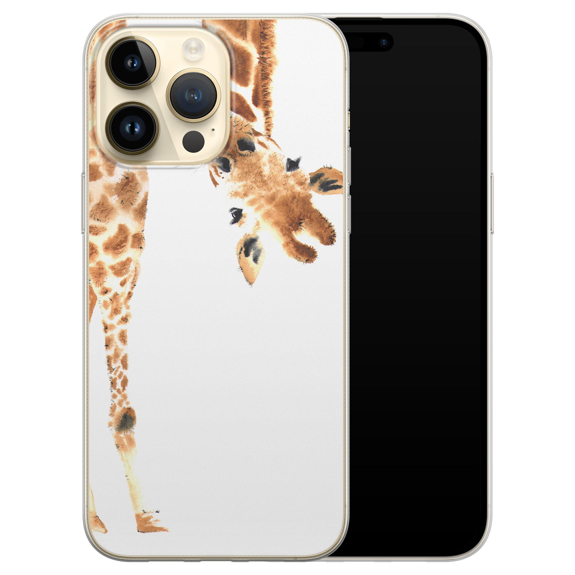 iPhone 14 Pro Max siliconen hoesje - Giraffe peekaboo